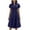 Navy, variant on Vivianyo HD Women's Split Notch Neck Midi Dress, Summer Casual A-Line Dress for Women, With Short Sleeve and Full Front Button Placket, Women's L, Sizes S-2XL
