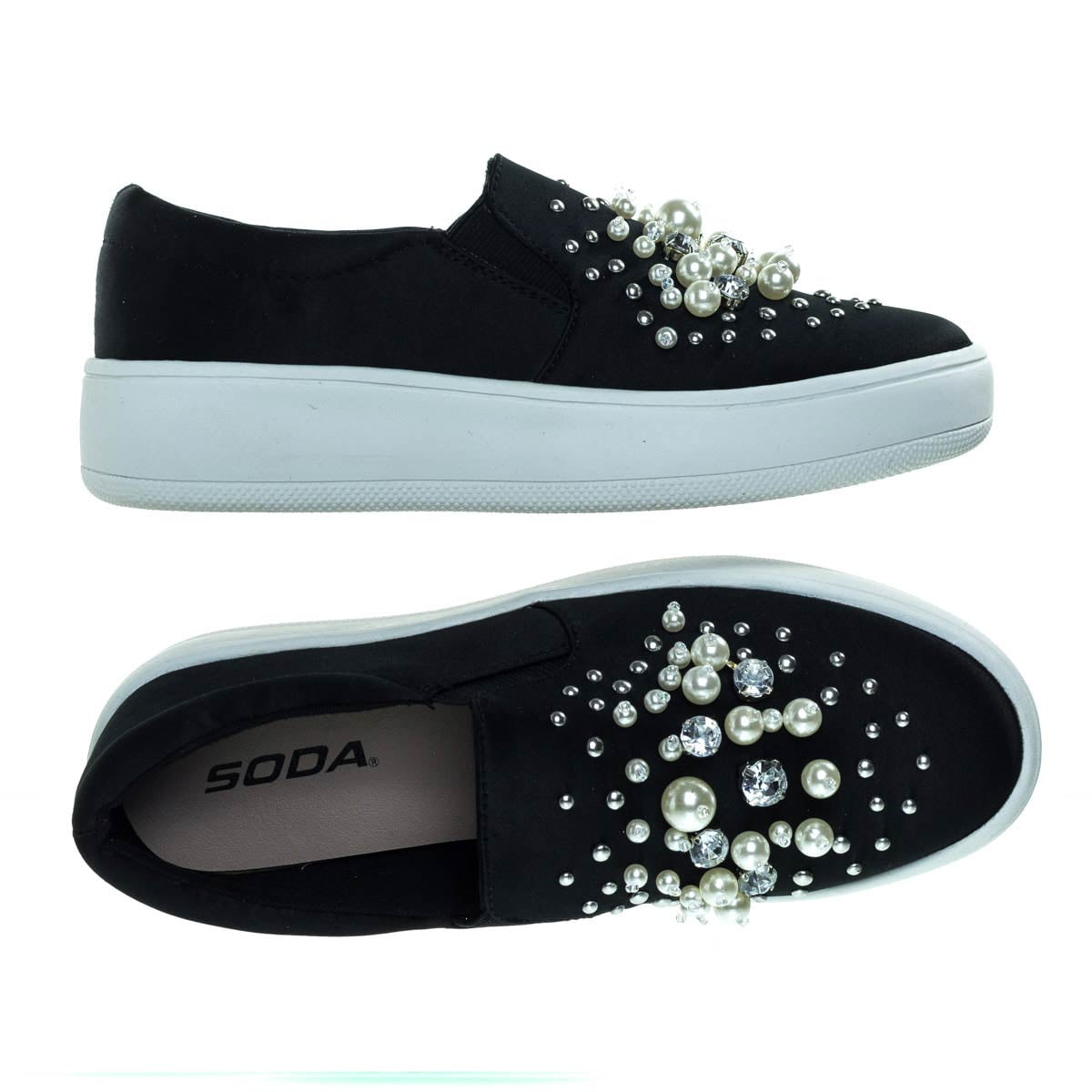 sneakers with pearls and rhinestones