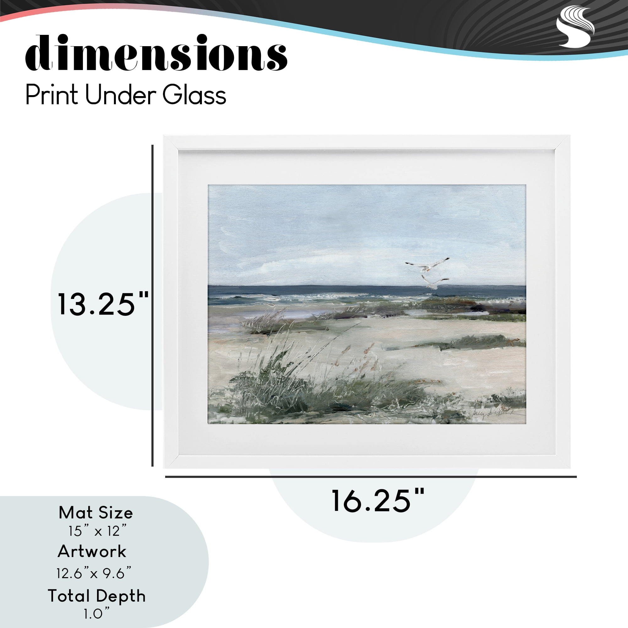 Stupell Industries Seagull Pair over Waves White Framed Print Under Glass, design by Sally Swatland