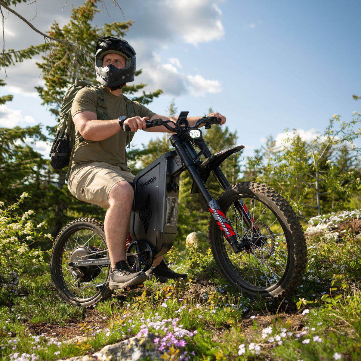 Freego X2 Electric Dirt Bike - 6000W Peak, 60V/30Ah Battery, 56 Mile Range, 28 MPH Eco / 50 MPH Sport, SHIMANO 7-Speed, Hydraulic Disc Brakes, 2-Piston, Aluminum Frame, 8H Charging