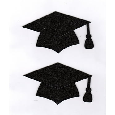 Sparkling black foam 4 x 3 Black  graduation Cap Cutout  embellishment 10 pcs
