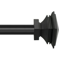 Deco Window Adjustable Curtain Rod for Windows 18 to 44 Inch Extendable Heavy Duty 3/4 Inch Iron with French Square Finials Wall Mounted (Black)