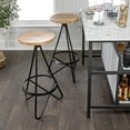 thumbnail image 5 of Spiroa 30" Modern Industrial Metal/Wood Backless Circular Bar Stool, Natural Wood Seat with Black Frame, 5 of 9
