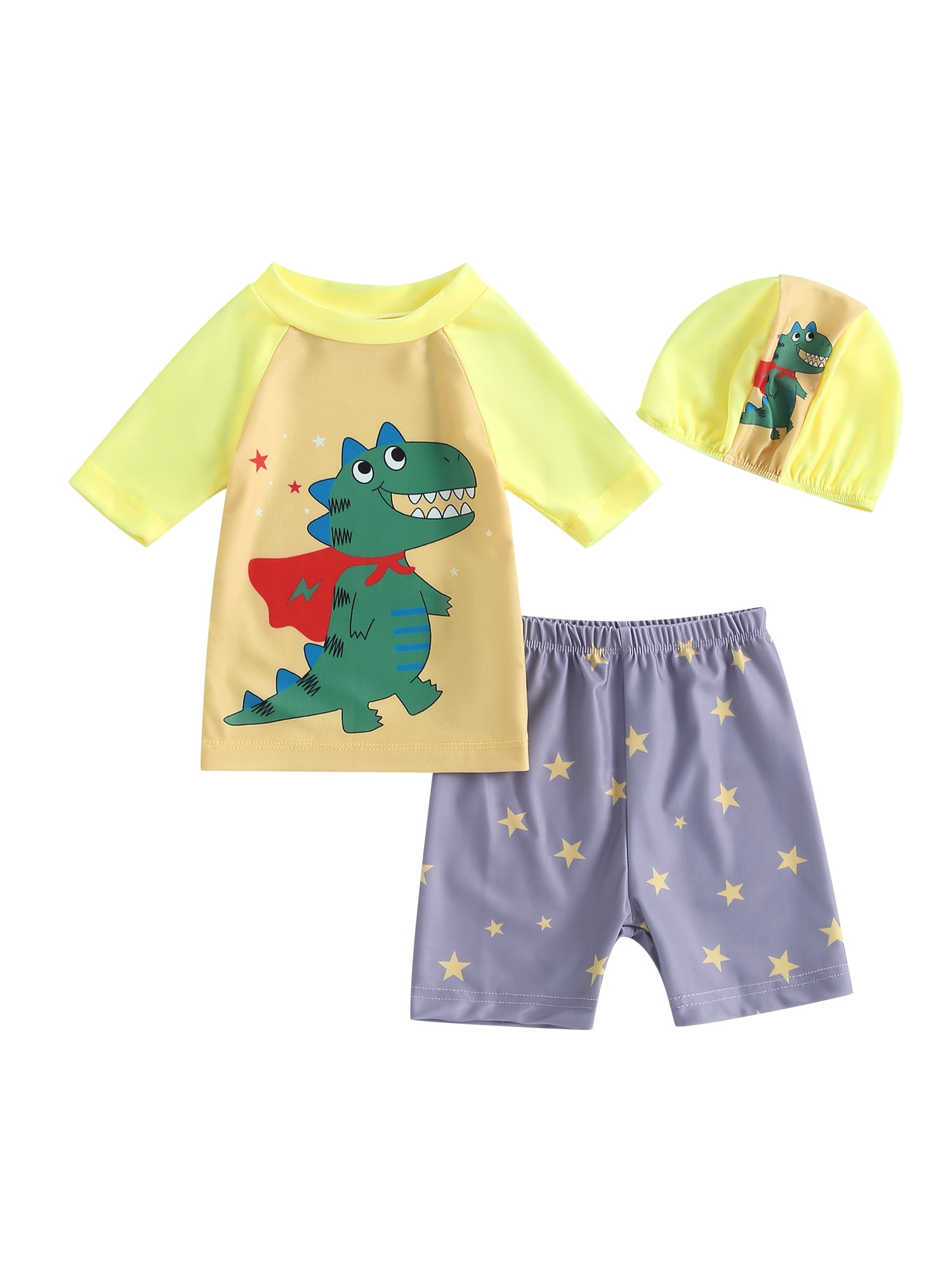 Infant Baby Boys Swimsuit Set Summer Cartoon Animal Print Bathing Suit