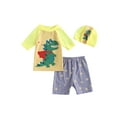 thumbnail image 1 of Kmbangi Baby Boys 3Pcs Swimsuits, Animal Print Toddler Bathing Suit Rash Guard Set with Swim Cap 9M-3T, 1 of 9