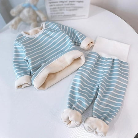 

Bullpiano Children Pajamas Toddler Clothing Set Kids Striped Print Sleepwear Autumn Thick Cotton Nightwear Boys Girls Pyjamas Pijamas Set