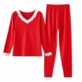 thumbnail image 2 of Goodtrade8 Fleece Womens Pajamas Capris Set Plus Size Casual 2 Piece Long Sleeve V-Neck Solid Color Women Pj Sets, 2 of 3