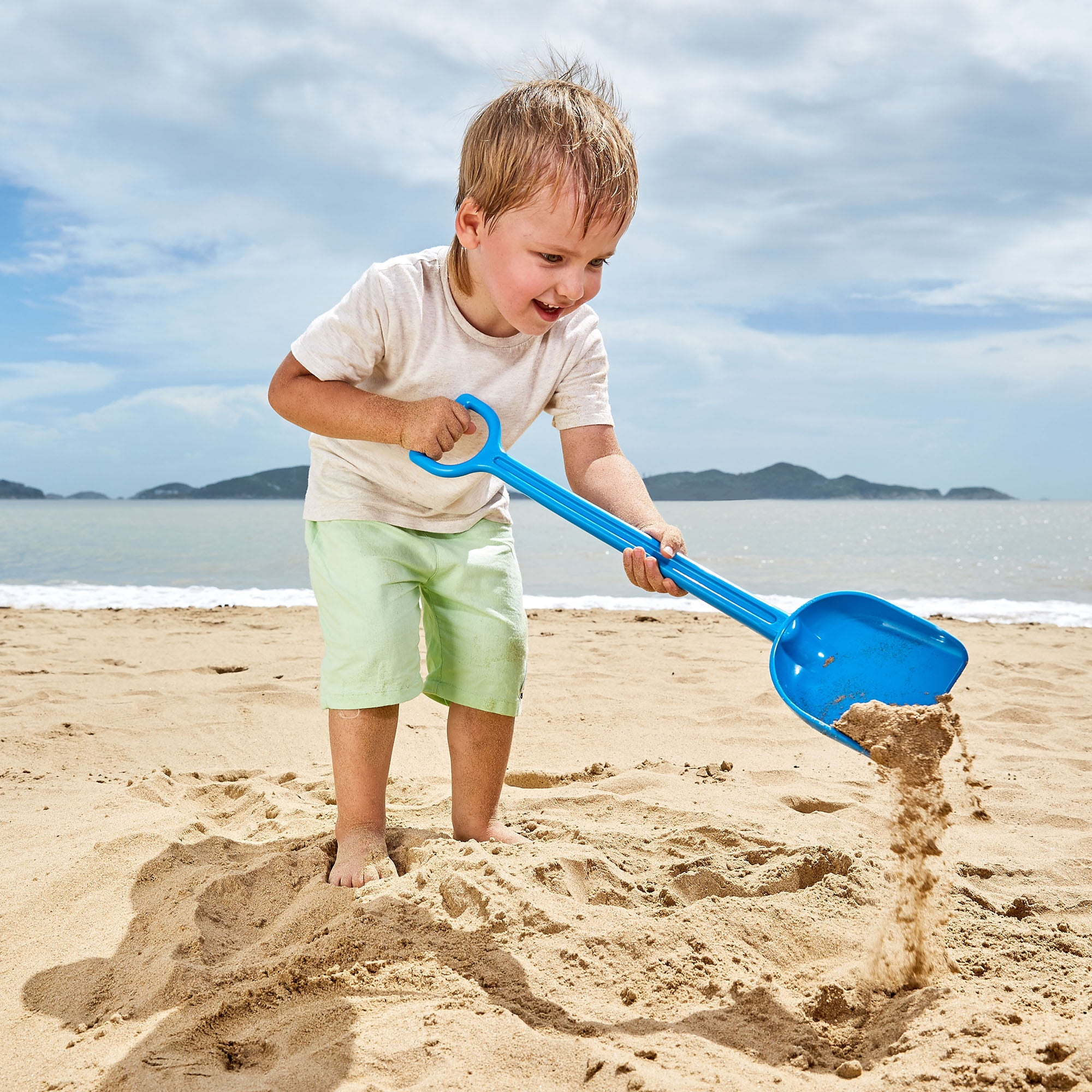 Hape: Sand Shovel - Blue - 21.7", Beach Toy, Scoop & Dig, Garden-Snow-Sand-Dirt, Outdoor Play, Heavy Duty BPA Free Plastic, Kids & Toddlers Ages 18mo+