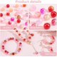 thumbnail image 4 of Cuentas de vidrio de 8 mm para hacer joyas, 552 piezas, 24 cuentas redondas rojas de color, cuentas espaciadoras sueltas para principiantes, 4 of 6