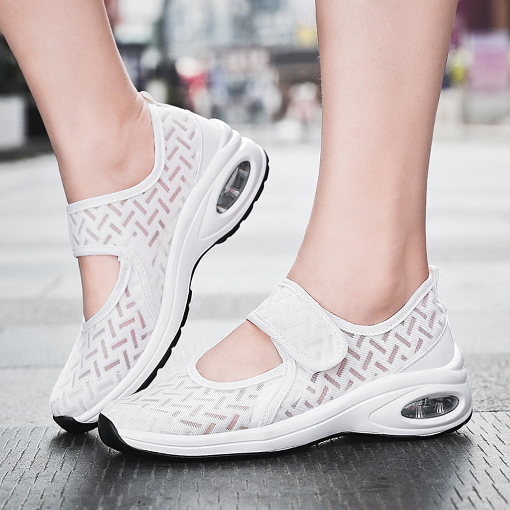 Dressin Womens Sport Shoes Ladies Summer Mesh Breathable Shoes Casual Cute Sole Platform Flats Sneakers