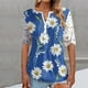 thumbnail image 2 of Blusa informal de manga corta con cuello en V y malla de encaje con estampado floral para mujer OAVQHLG3B Store  lin121212, 2 of 4