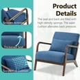 thumbnail image 6 of Miniyam Mid Century Modern Accent Chair with Wood Frame, Upholstered Living Room Chairs with Waist Cushion, Reading Armchair,Blue, 6 of 7