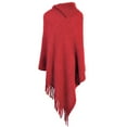thumbnail image 3 of Hontri Scarf Shawl on Sale, Women's Autumn and Winter Solid Color Knitted Tassel Warm Belt Button Half Open Collar Shawl Shawl Wraps for Women Red, 3 of 3