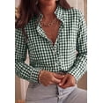 thumbnail image 4 of PRETTYGARDEN Womens Long Sleeve Button Down Shirts | Soft Cotton Fabric, Fashion Plaid Shirt, Basic Collared V Neck, Work Business Casual Blouses, Fall Trendy Outfits, 4 of 9