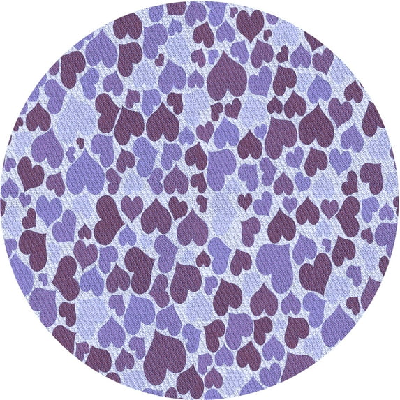 Ahgly Company Indoor Round Patterned Purple Violet Purple Area Rugs, 7' Round