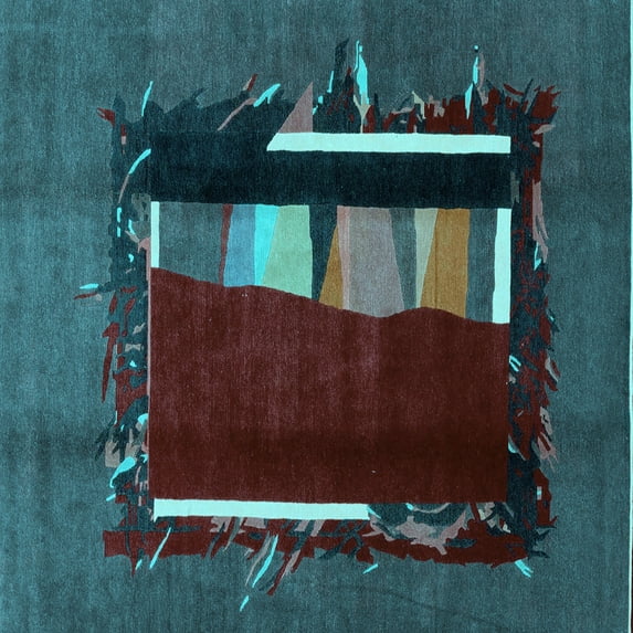 Ahgly Company Indoor Square Abstract Light Blue Modern Area Rugs, 8' Square
