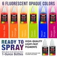 thumbnail image 2 of U.S. Art Supply 6 Color Fluorescent Acrylic Neon Colors Airbrush, Leather & Shoe Paint Set with Reducer & Cleaner 1 oz. Bottles, 2 of 8