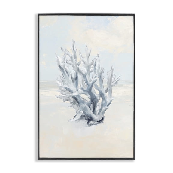 Stupell Industries Coastal Soft Minimal Coral Branch Black Framed Giclee Art, 12 x 18, by Ramona Murdock