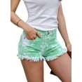 thumbnail image 3 of Faithtur Women Mid Rise Frayed Raw Hem Tie Dye Print Ripped Short Jeans, 3 of 6