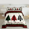 thumbnail image 2 of Feelyou Cartoon Xmas Tree Full Size Comforter Sets for Kid, Merry Christmas Bedding Comforter Set, Black Red Buffalo Reversible Bedding Sets, Breathable Home Decor, 3 Pieces, 2 of 8