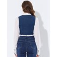 thumbnail image 4 of INSPIRE CHIC Women's Denim Button Up Vintage Sleeveless Jean Crop Racerback Vest Mid-Blue XS, 4 of 5