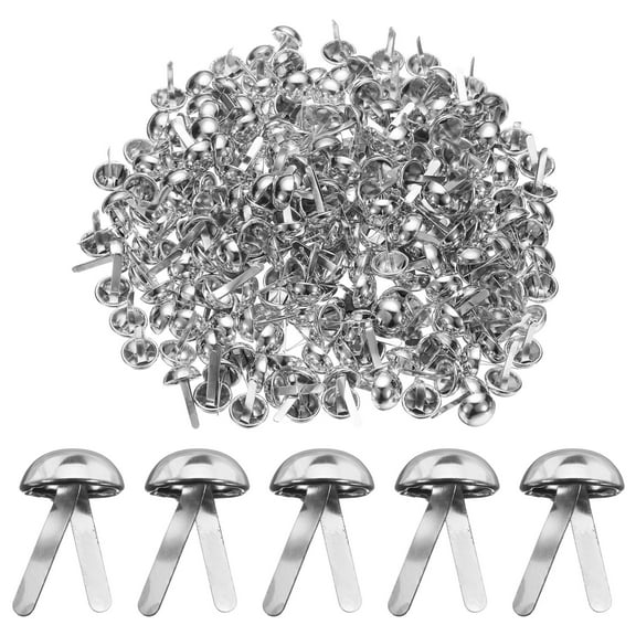 Uxcell 500pcs Brads Paper Fasteners, 10mm x 17mm Metal Paper Crafts Brads, Small Round Brass Split Pins, Silver