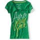 thumbnail image 1 of Camiseta gráfica Aeropostale para mujer con cuello en V Aero New York verde extragrande, 1 of 1
