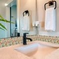 thumbnail image 2 of Mi Alma Peel & Stick Tiles - Blue Brown Floral Vinyl Backsplash 12x12, 2 of 14