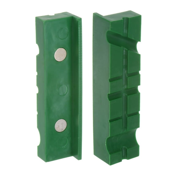Uxcell Magnetic Vise Jaws 5 Inch Magnet U-Grooves Soft Bench Jaw Pads Covers, Green