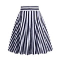 thumbnail image 2 of Miluxas Fashion Women's Striped A-Line Skirt Back Zipped Waist Flowy Swing Long Skirts Summer Spring Business Casual Long Skirts Navy, 2 of 6