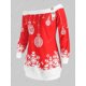 thumbnail image 2 of Más el tamaño de inclinación del cuello de Navidad del copo de nieve de la bola de impresión con capucha Rosegal Blusas Tallas Grandes, 2 of 5
