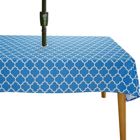 

Dwelke Spring & Summer Outdoor Table Cloth 60x102inch Rectangle Tablecloth Waterproof Wrinkle Free Table Cover with Zipper and Umbrella Hole