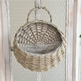 thumbnail image 2 of BMYJ Handwoven Rattan Wall Hanging Planter Basket - 12.4 Inch Diameter Indoor/Outdoor Waterproof Flower Pot for Garden Fence Decoration, Wicker Plant Hanger with Hooks for Plants Herbs, 2 of 8