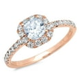 thumbnail image 2 of 0.89 ct Princess Cut Natural Sky Blue Topaz Halo Engagement Ring for Women in 18K Rose Gold, 2 of 2