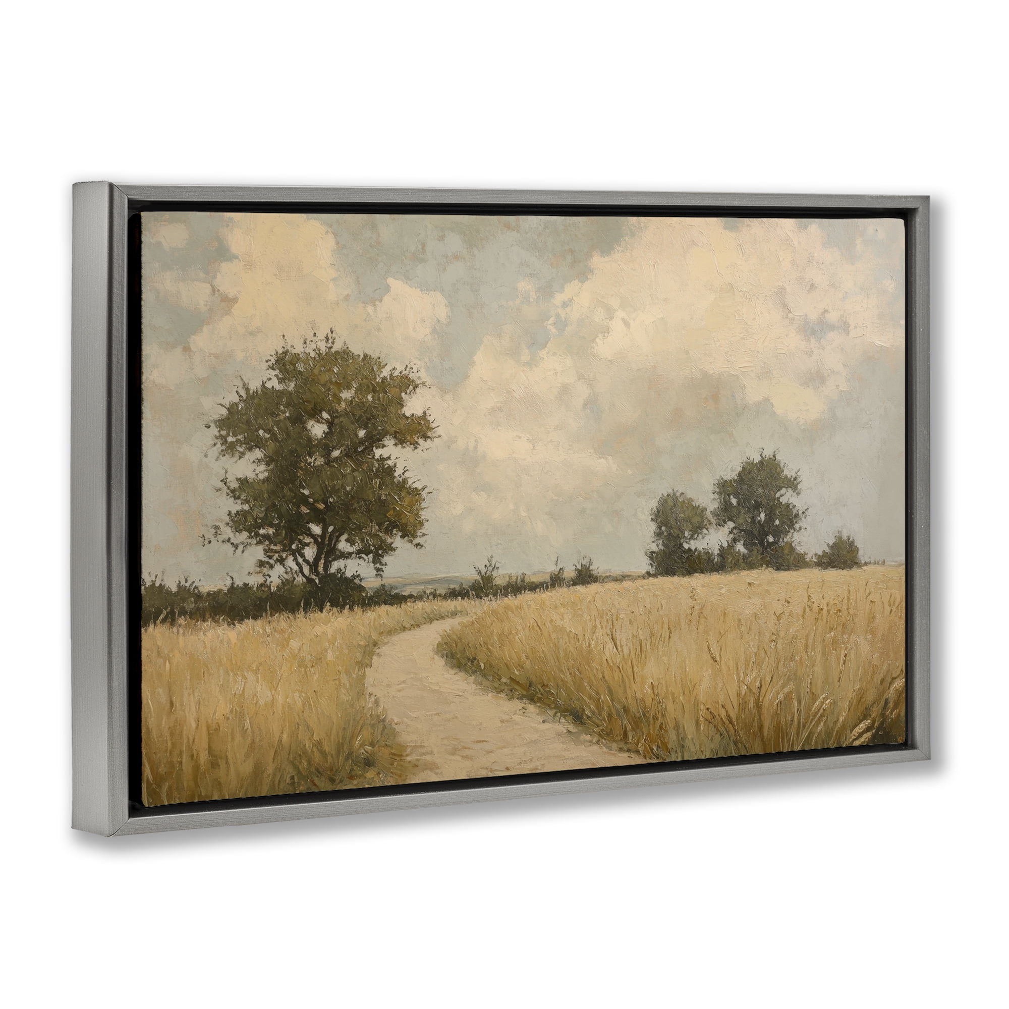 Stupell Industries Soft Field of Wheat Gray Framed Floater Canvas Wall Art, design by Petal Prints Design