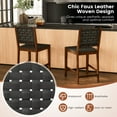 thumbnail image 5 of Topbuy Faux Leather Woven Bar Stools Set of 2 24 Inch Counter Height Bar Chairs with High Backrest Footrest, 5 of 8