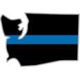 thumbnail image 1 of 3.8 Inch Thin Blue Line Washington State Decal, 1 of 1