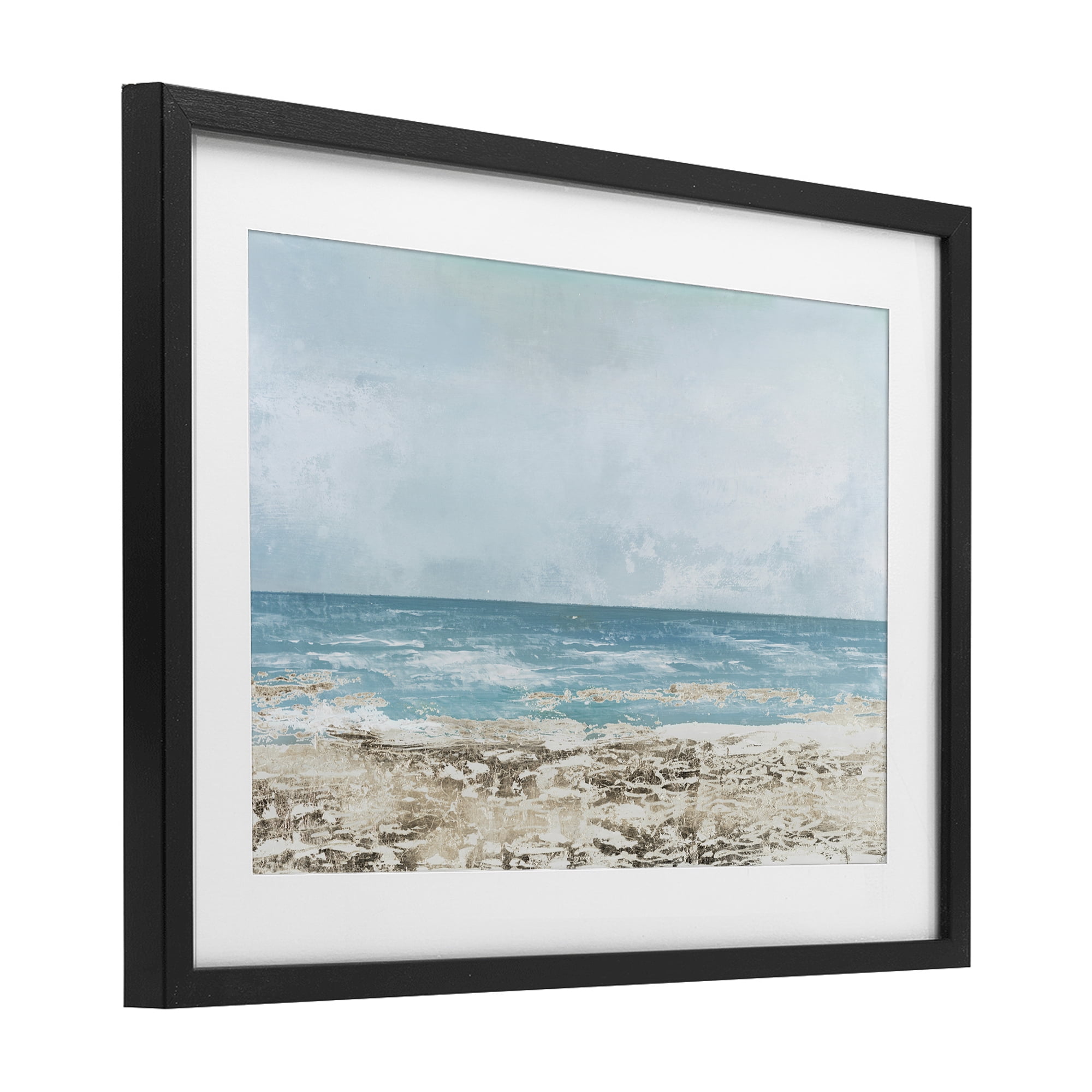 Stupell Industries Peaceful Mood Coastal Scene Black Framed Print Under Glass, design by Lorenzo Collective