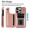 thumbnail image 2 of Allytech Slim Wallet Case for iPhone 15 Pro, Flip PU Leather Kickstand Card Slots Case, Double Magnetic Buttons Shockproof Full Body Protection Durable Case for Women Men - Rosegold, 2 of 10