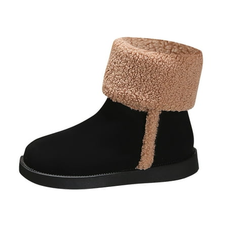 

Ediodpoh Women s Winter Solid Color Suede Mid Calf Boots Warm And Comfortable Snow Boots Women s Boots Black 7.5
