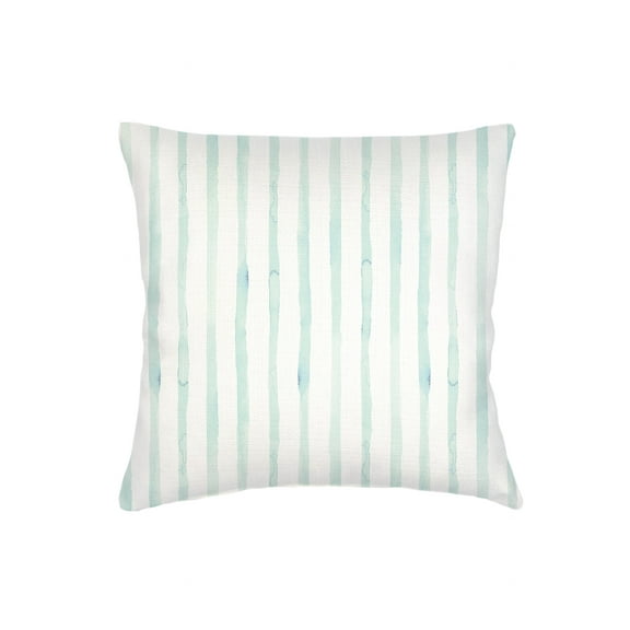 Riviera Aqua Striped Linen Pillow 20x20 Down Alternative
