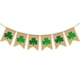 thumbnail image 1 of Glitter Shamrock Bunting Set St. Patricks Day Party Decoration Linen Banner Clover Garland Festival Party Flag Layout Supply, 1 of 2