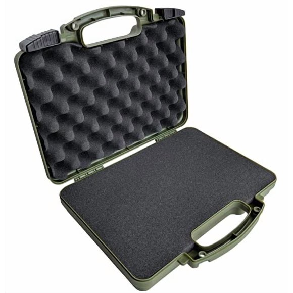 Olive Drab Green - Hard Gun Case Pistol Case – TSA Approved, Firearm Travel Case Hand Gun Cases for Pistols – DS3TeK Handgun Case w/Dual-Lock System Foam Inserts – Military-Grade Pistol Case Handguns