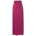 thumbnail image 1 of A2Y Women's Basic Foldable High Waist Floor Length Maxi Skirts Wine 2XL, 1 of 5