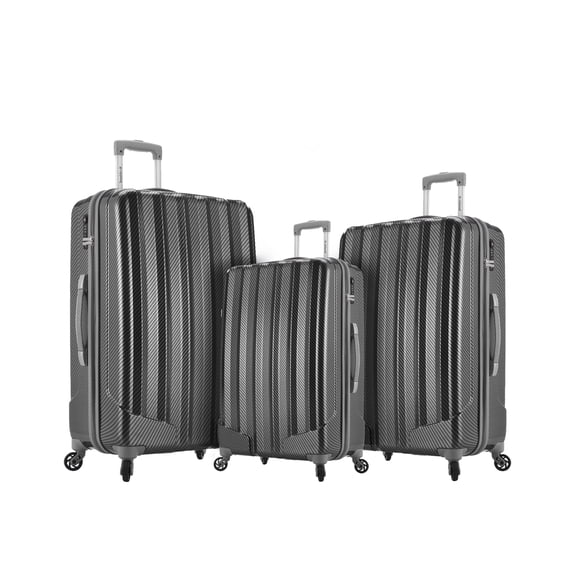 Rockland Luggage Barcelona Piece Hardside Polycarbaonate /ABS Lugage Set with 6 Piece Travel Set & Luggage Cover, Black