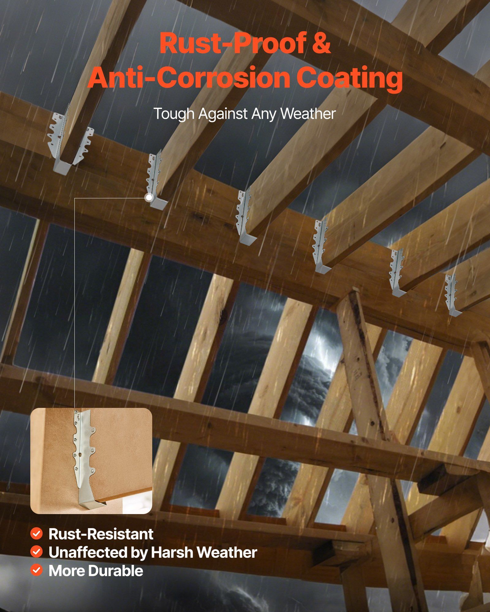 Face-Mount Joist Hanger, 1.57x1.50x7.83 in (40x38x199 mm), 50 Pcs, Heavy Duty, Weather-Resistant, Easy Installation for Roof, Deck, and Floor Support