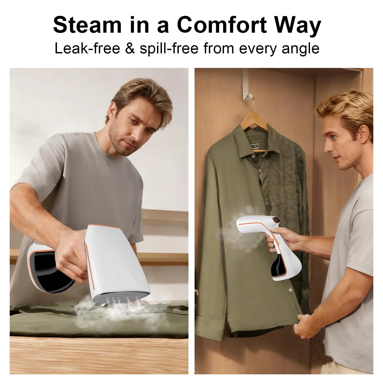 Steamer for Clothes, 1500W Fast Heat-up Clothes Steamer Handheld Garment Steamer with 3 Steam Settings, 320ml Water Tank with Cord, Portable Travel Steam Iron for Removes Wrinkle Safe on All Fabric