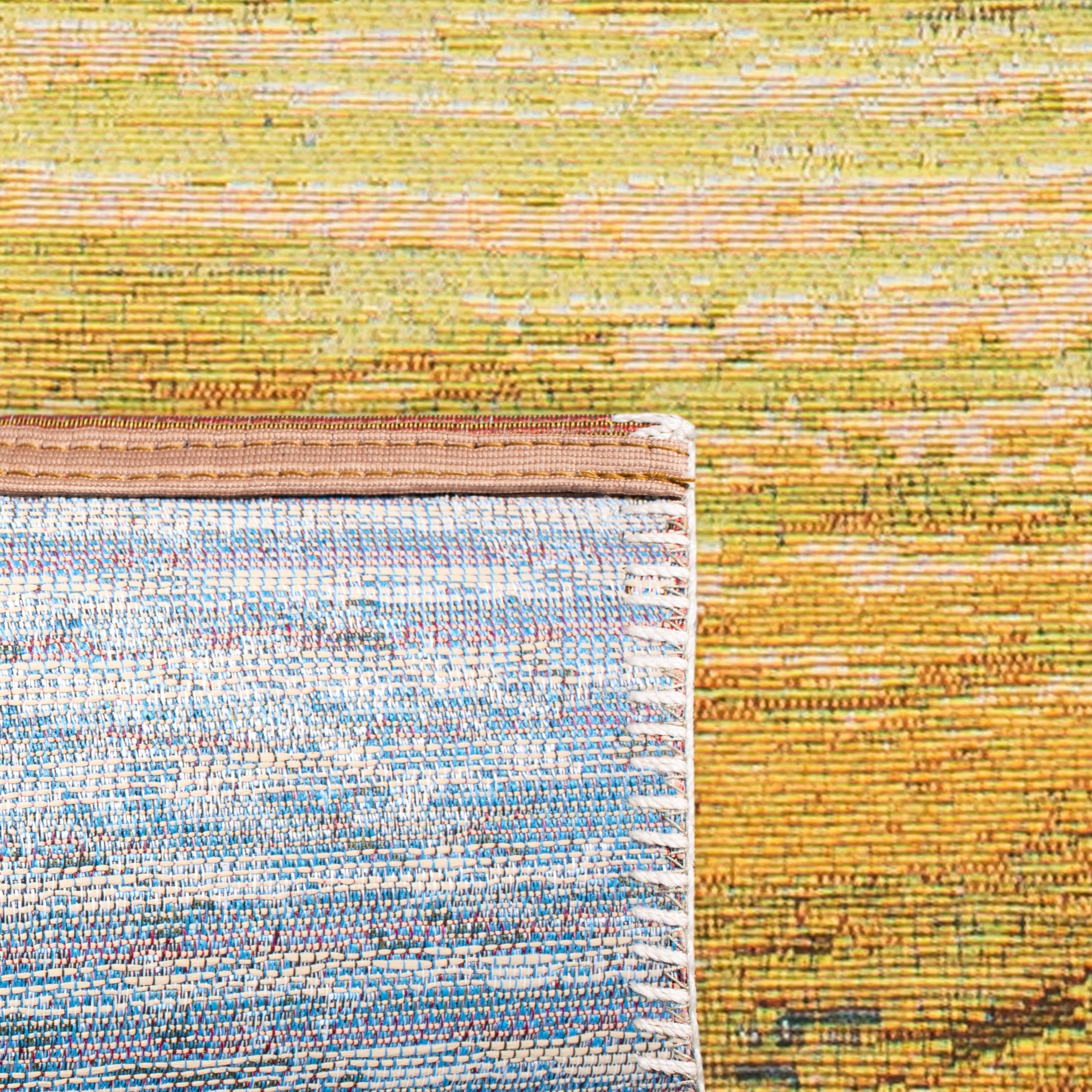 SAFAVIEH Barbados Sunset Waves Outdoor Area Rug, Blue/Gold, 3'3" x 5'3"