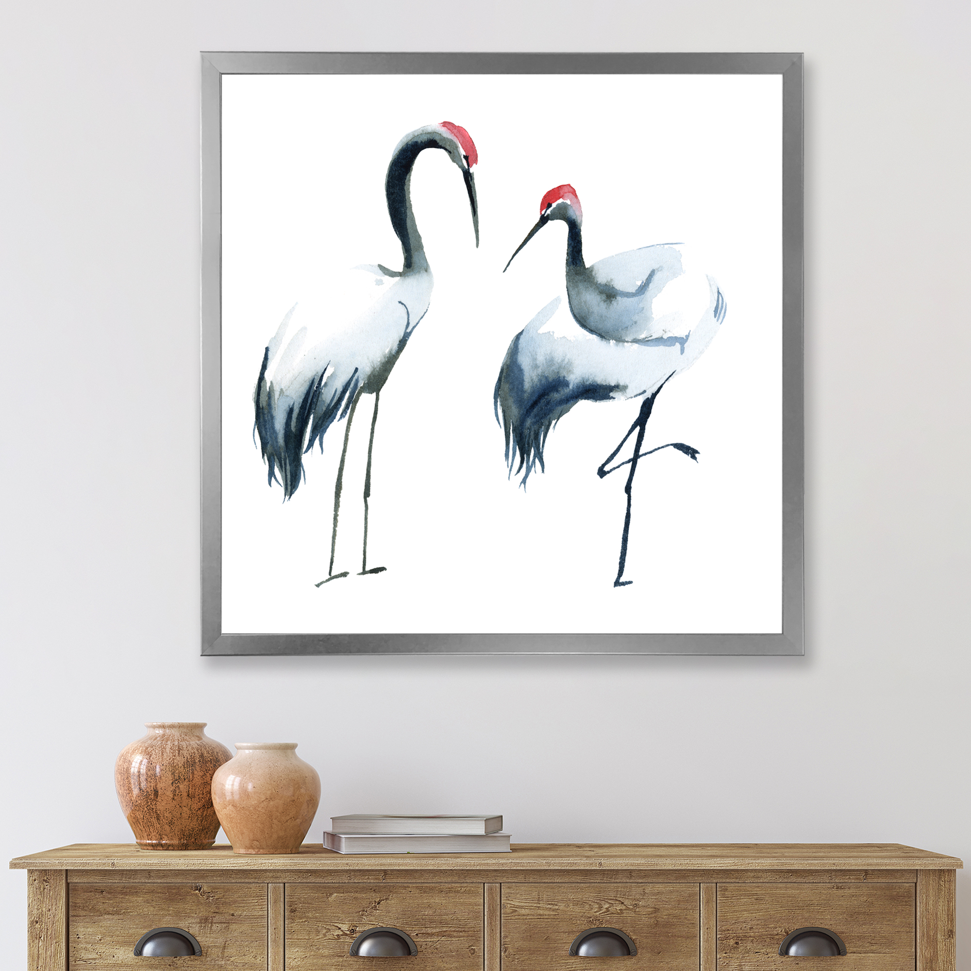 Designart 'Two Monochrome Shadoofs' Farmhouse Framed Art Print