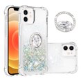 thumbnail image 1 of Funda para iPhone 12 Mini con Brillo Líquido Flotante, Purpurina, Parachoques y Anillo Giratorio Soporte, 1 of 5